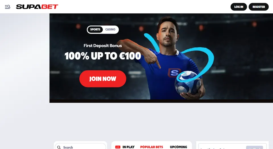 Homepage di Supabet, casinò online con deposito minimo basso